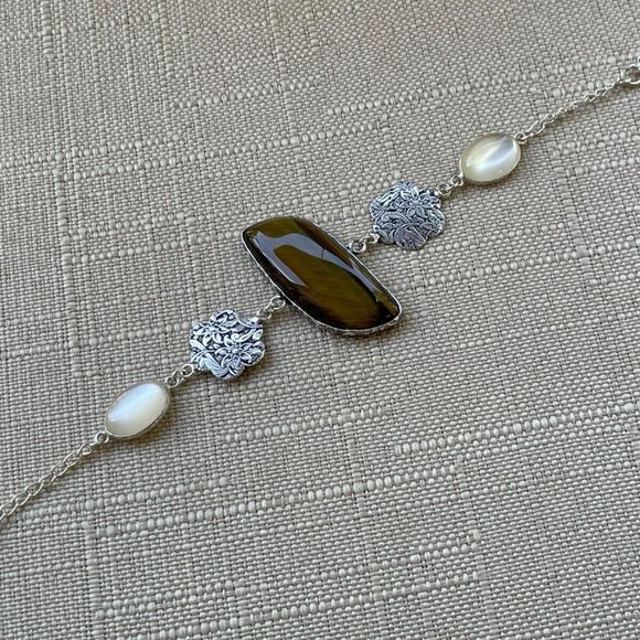 Handmade Tiger Eye Stone Bracelet Silver plated Wrist Band Wrist Jewelry New - Picture 8 of 8